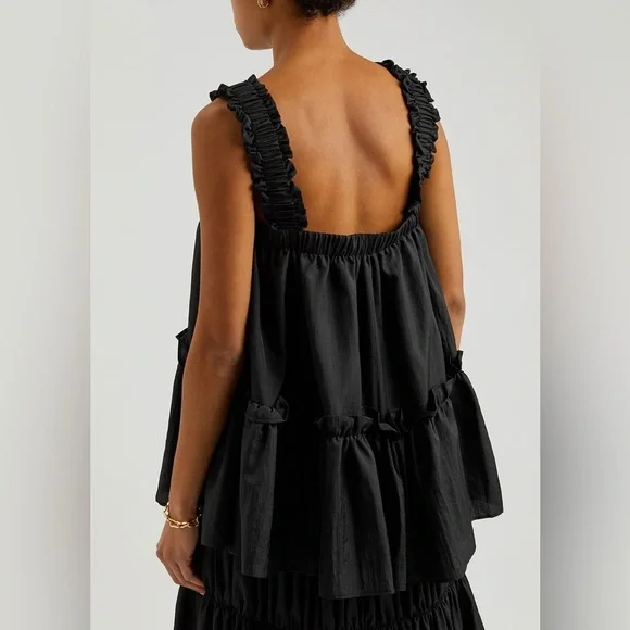 BRØGGER Olive Ruffle-Trimmed Ripstop Shell Top - Picture 3 of 8